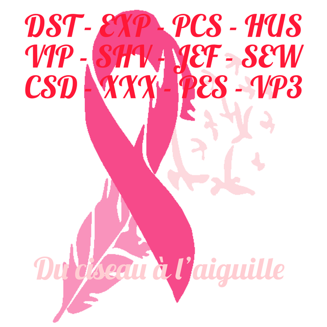 fichier broderie Ruban rose 20204 - Cadre 10x10 / 12 Formats