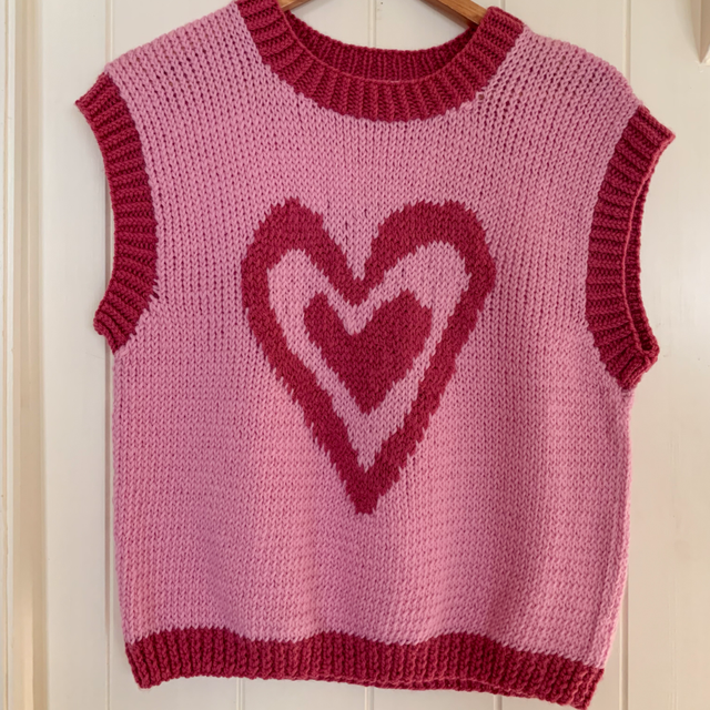 Love Heart Sweater Vest - Size medium (12-14)