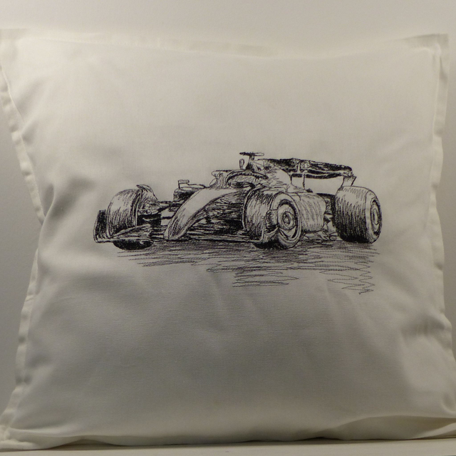Kissenhülle weiß „Rennwagen"