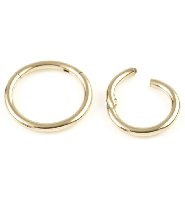 Zircon PVD Gold Titanium Hinged Hoop
