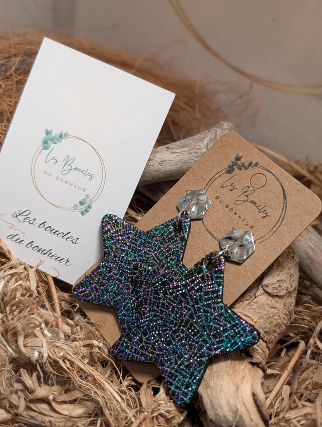 Boucles d'oreilles Étoile holographique s153