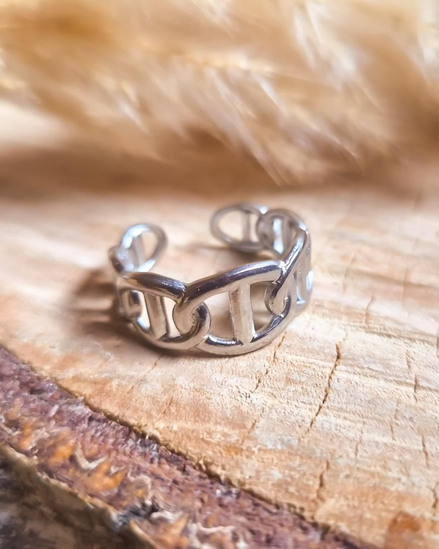 Bague "Mailles Marine" - Modèle argenté 