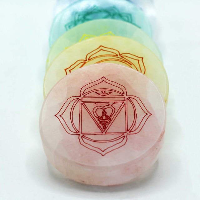  Chakra-set van seleniet oplaadplaten 