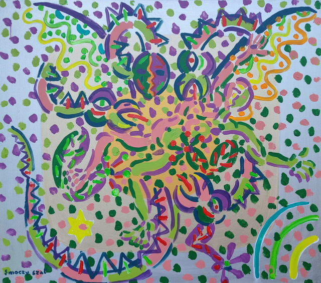 Smoczy szał, 90x102 akryl płótno 2018