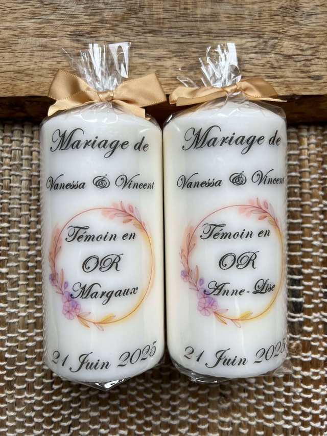 Bougie Mariage Témoin en OR