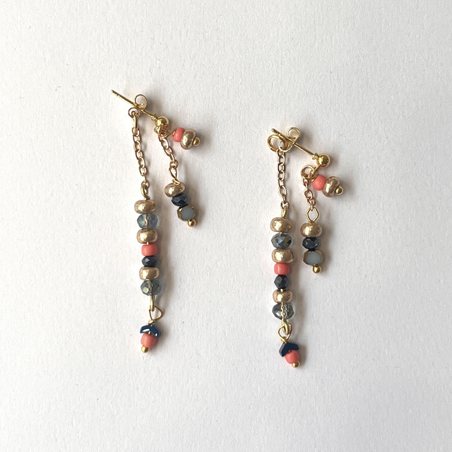 Boucles d'oreilles rose et bleu