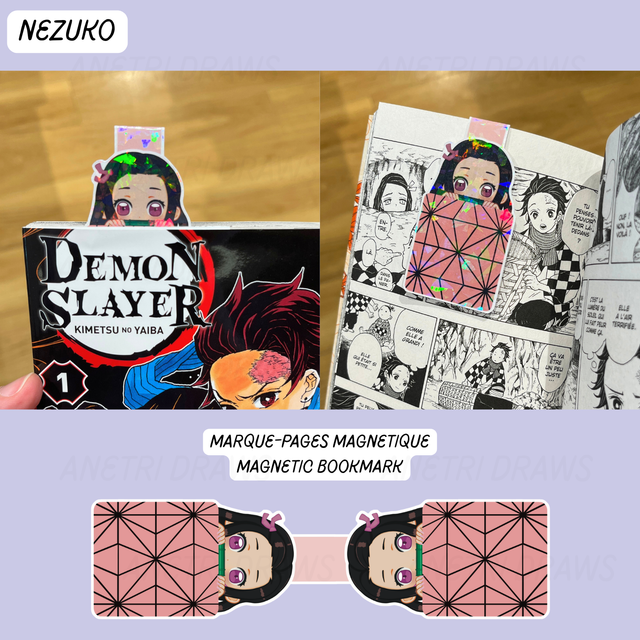 Marque-pages magnétique holographique Demon slayer | Nezuko
