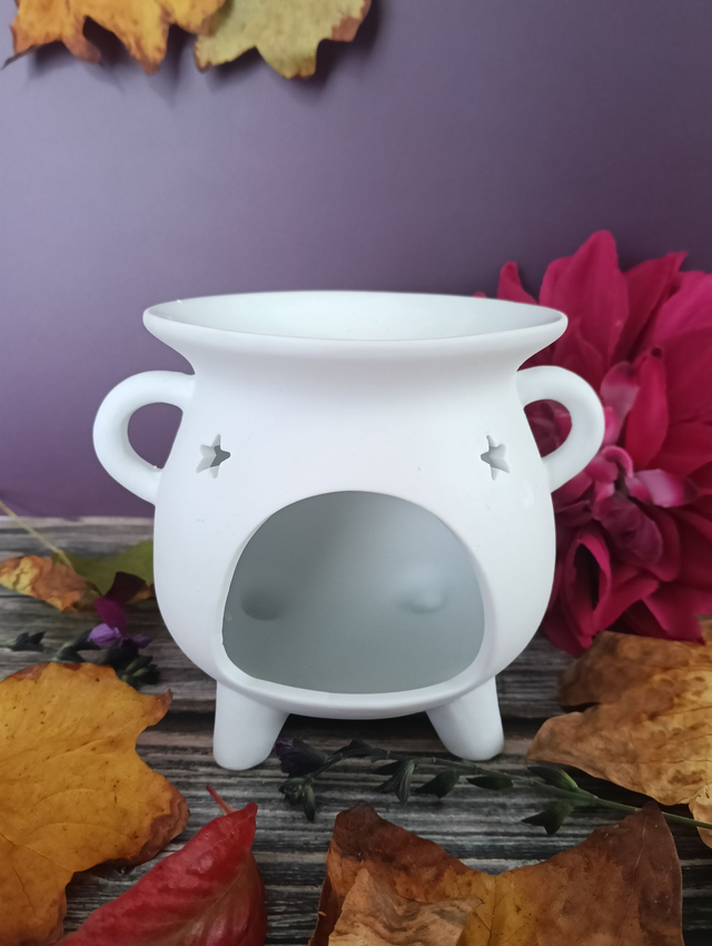 Brûle parfum Chaudron mystique " Triple lune" - Blanc mat