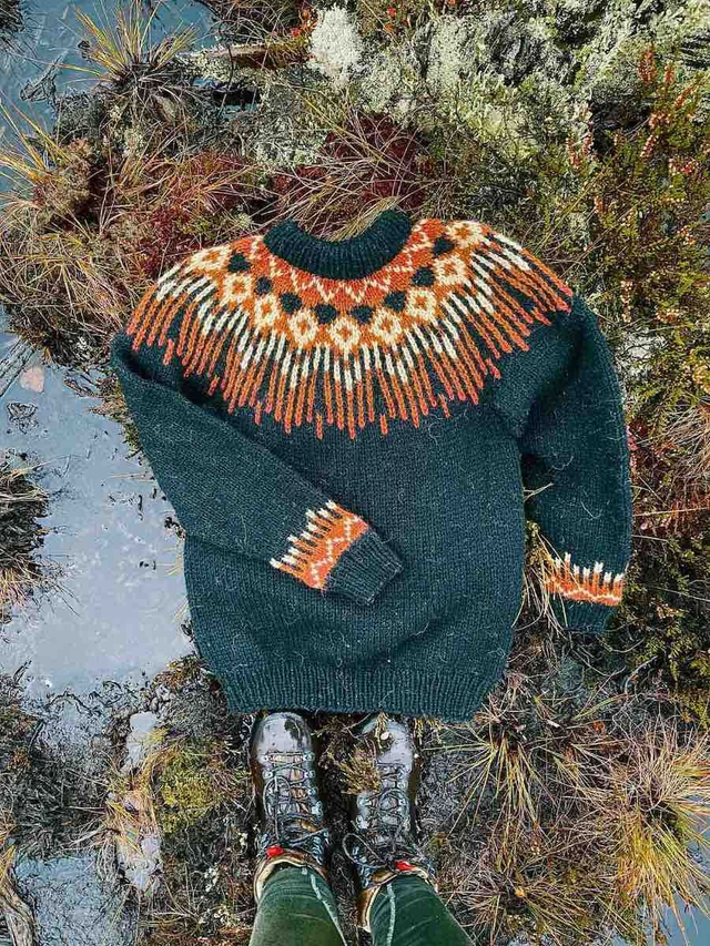 Hopi Polar Sweater Kit - Col 19 (Petrol and Cognac Troll & Blåne) - Wool & Pattern - Linka Neumann