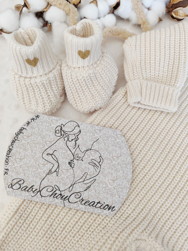 Ensemble en tricot Premier Noël beige