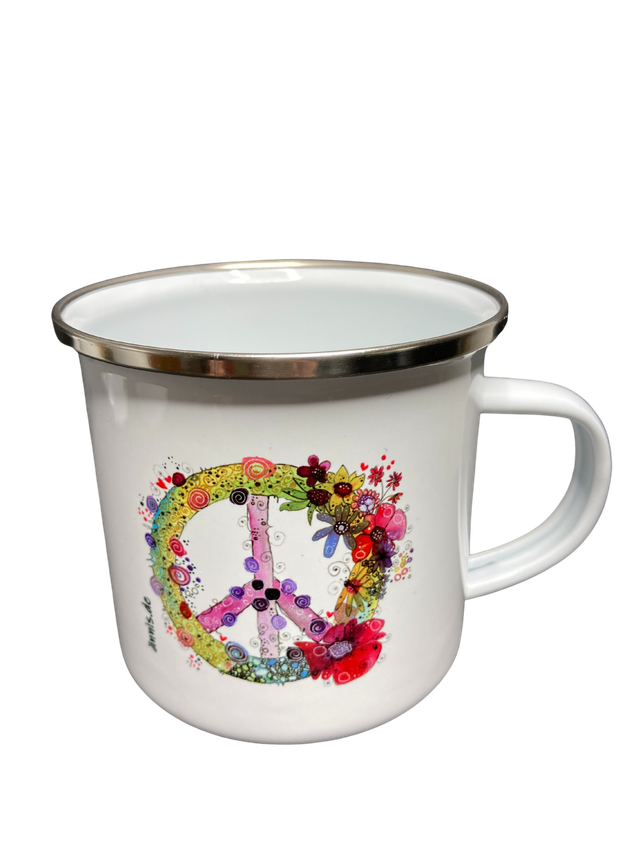 Emailletasse "Peace - Love, Peace & Happiness"