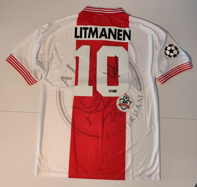 Gesigneerd Jari Litmanen Ajax Retro Shirt