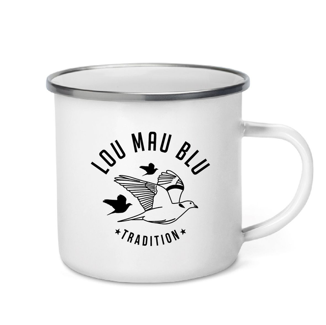 Tasse émaillée ""Lou Mau Blu" (le mal bleu)