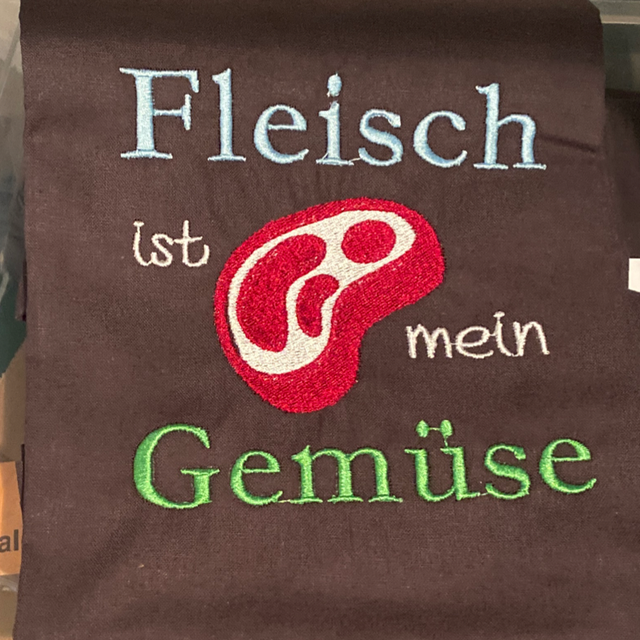 Geschirrtuch anthrazit „Fleisch ist mein Gemüse“