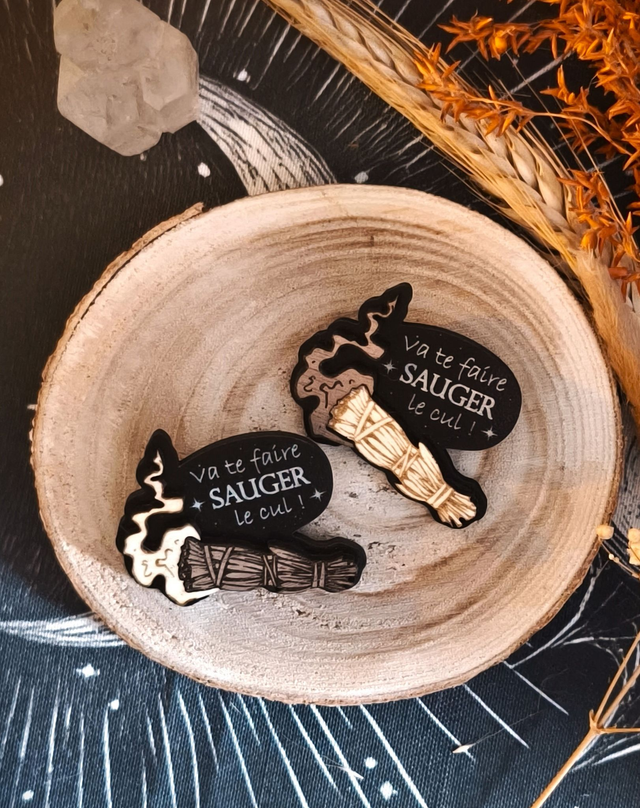 Pin's "Va te faire Sauger le cul" en bois noir