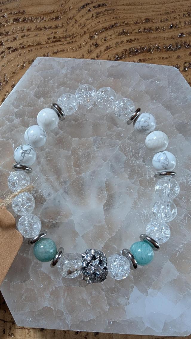 Howlite, Quartz Craquelé, et Amazonite 