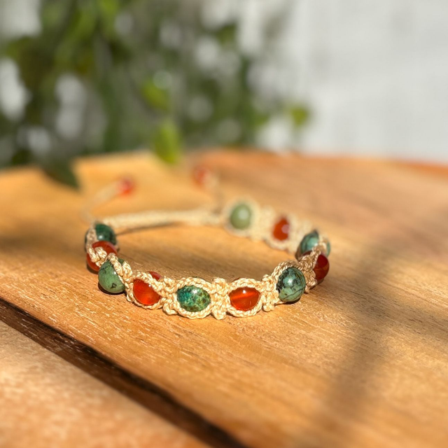 Turquoise africaine et cornaline 