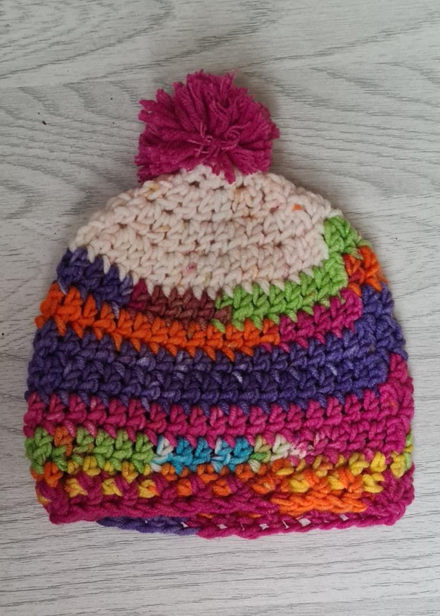 New Handmade Crochet Baby Beanie Pompom Hat Mixed Colour 3-9 Months