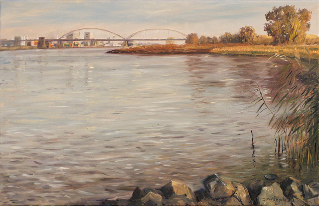 Widok na Gorinchem z Sleenwijk 40x60 olej płótno 2018