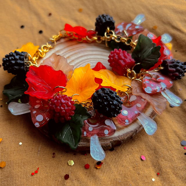 Mushroom and Blackberry Woodland Bracelet