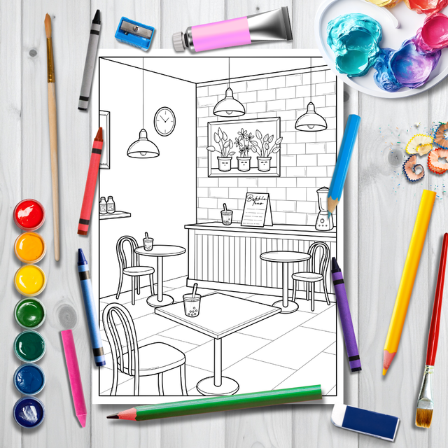 Affiche à colorier XL "Bubble Tea Shop"