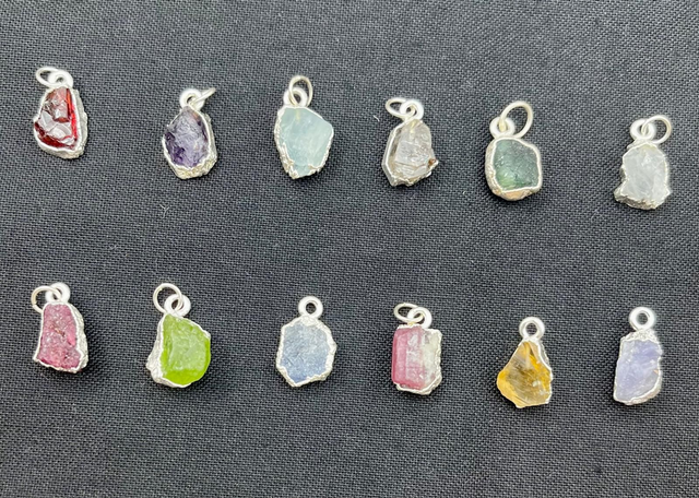 1 birthstone on a Sterling Silver Link Charm Bracelet