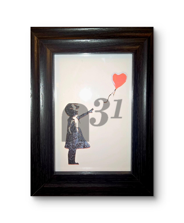 619. Girl with Balloon Black Frame