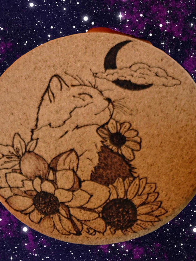 Dessous de plat Chat et Fleurs 