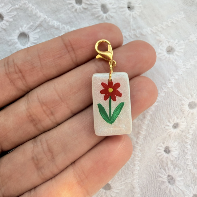 Red Wildflower Charm