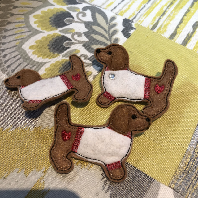 Cute Dachshund Puppy Dog Brooch with metal clasp