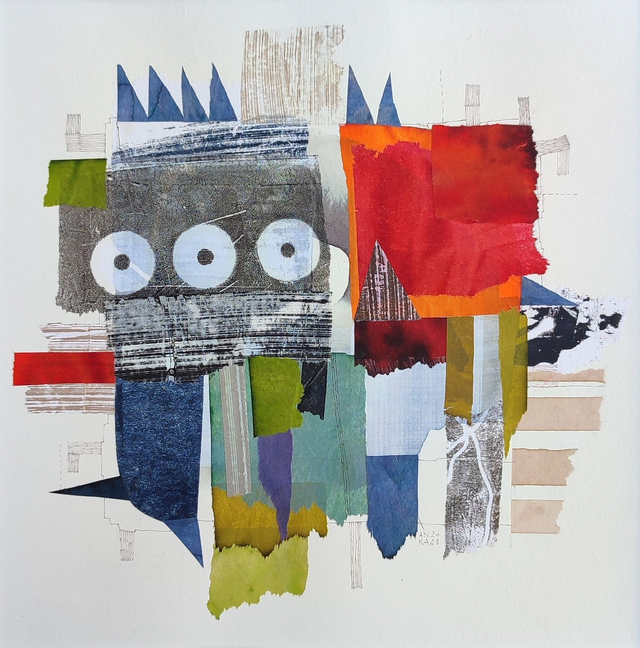 Kompozycja12, 30x30 (20x20 w świetle passe-partout) tech. mieszana 2023