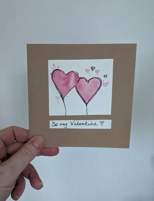 Hand Painted Valentine's Card - Valentine 