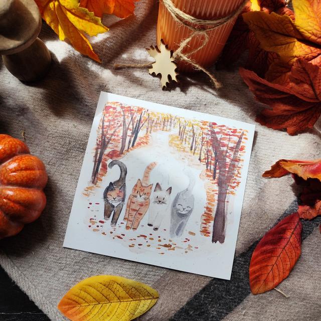 Copains d'automne - carte postale