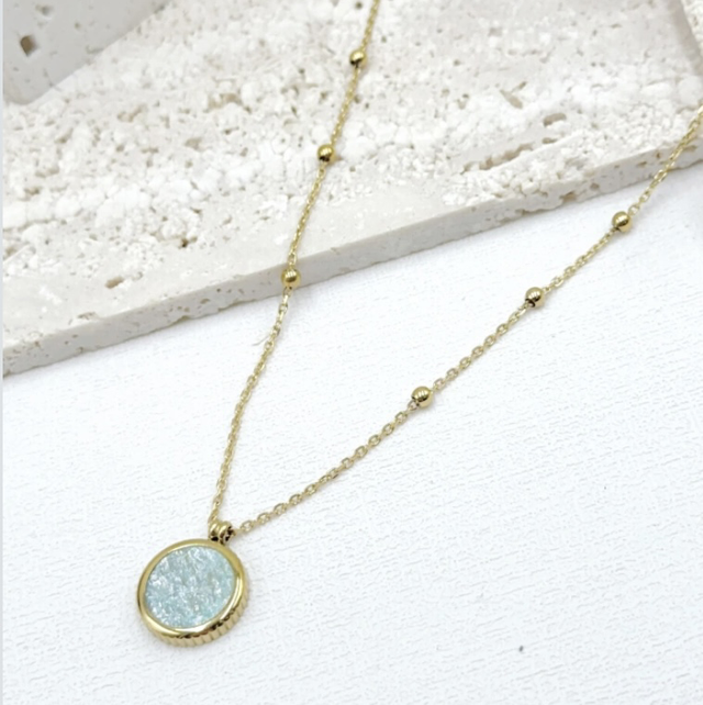 Collier perle vert d’eau 