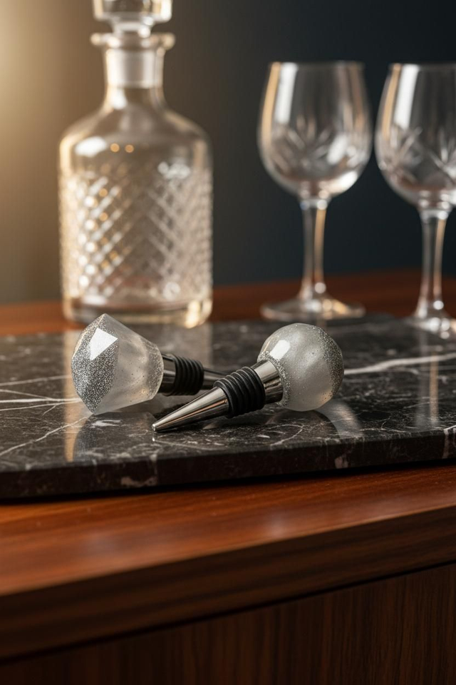 Lot de 2 bouchons vin - Collection Argentée