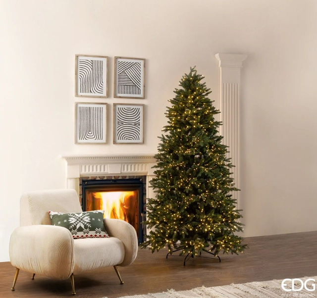 EDG Enzo de Gasperi Albero di Natale Pino Cristallo 210 cm Natural con 1900 Mini Led