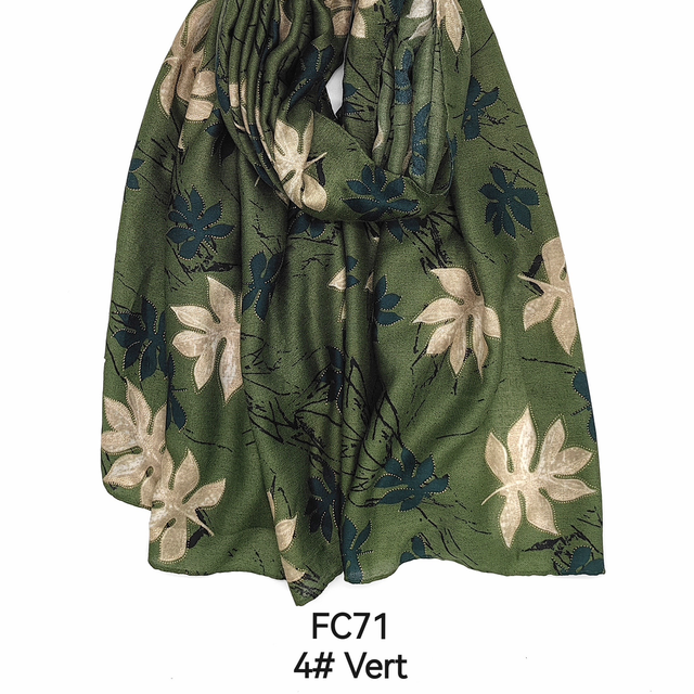 Foulard imprimé feuille avec dorure