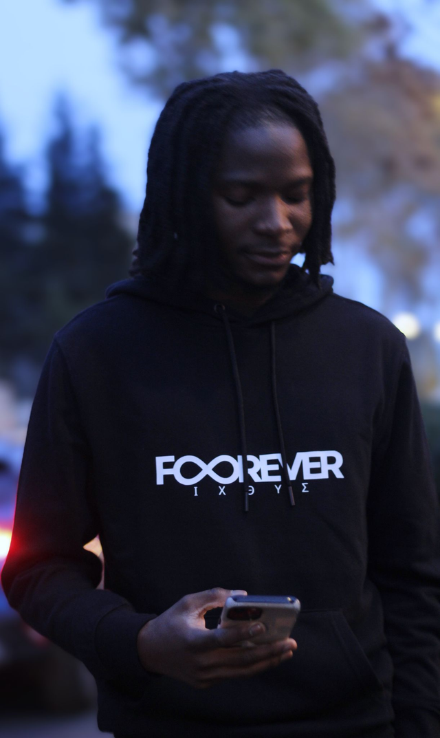 Sweat Noir|Capuche|Big Crown