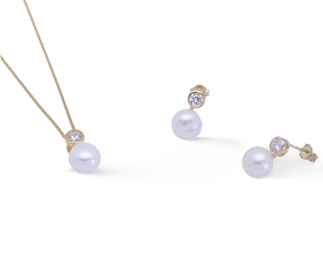 Eleganter Perlenschmuck in 925 Silber vergoldet - Akazie gold – zeitlos & stilvoll