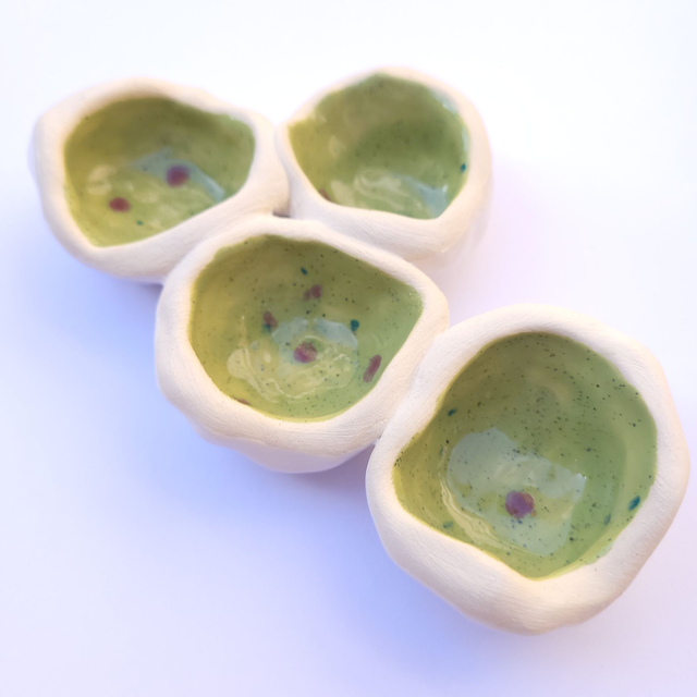 Multi Pocket Trinket Dish - 4 Pocket, Speckled Green