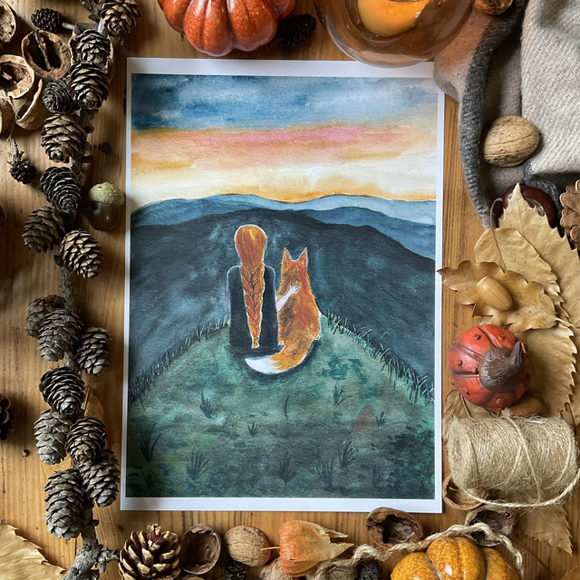 Amitié au coucher de soleil - carte postale