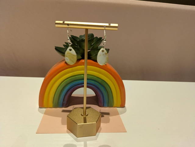 🤍 White & Gold Teardrop Earrings | Handmade Polymer Clay Jewellery