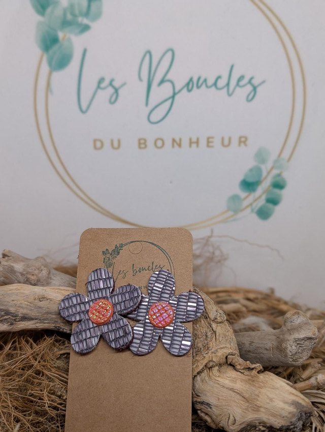 Boucles d&#039;oreilles Baby Marguerite argenté violet bm088