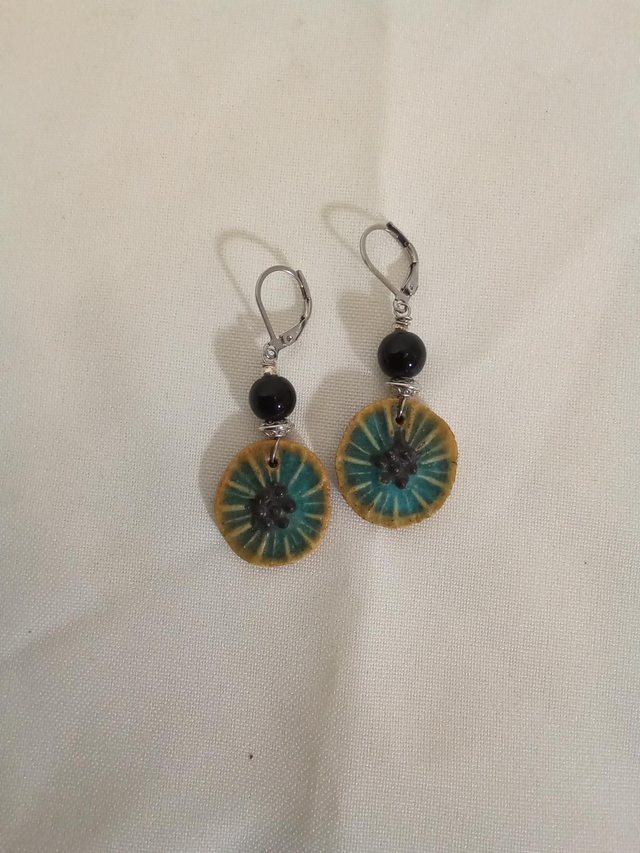 Boucles d'oreilles Étoile en grès turquoise 