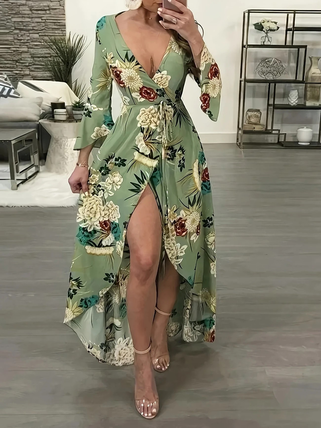 Women's Floral Print V-Neck Dress