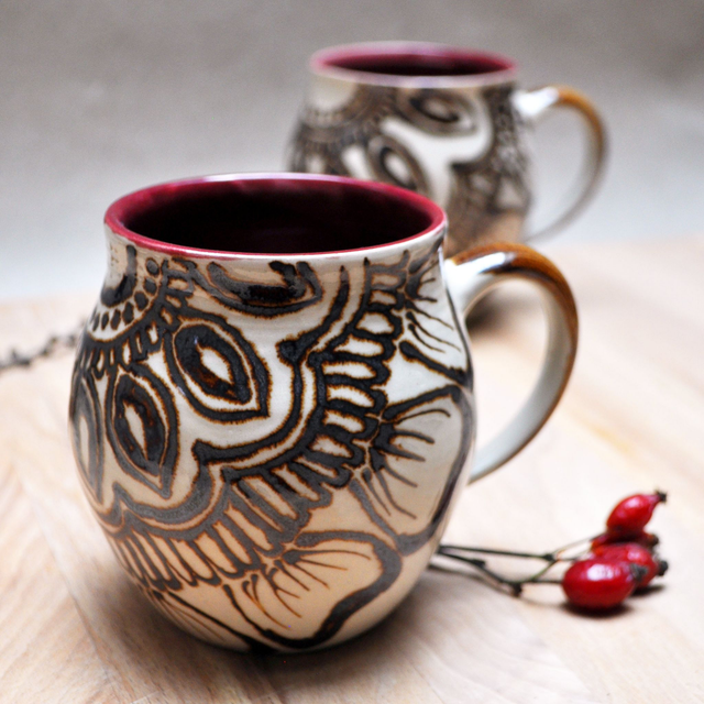 Henna Flower Cup, burgundy, small