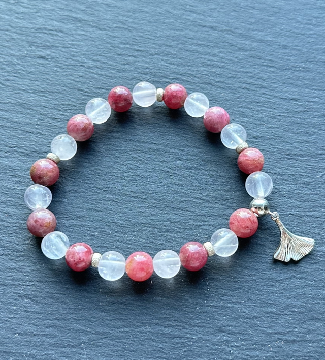 Thulin - Mondstein Perlenarmband & Ginkgoblatt 