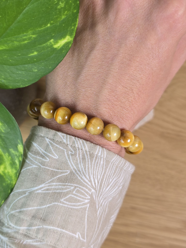Œil de Tigre doré - Bracelet avec perles de 10 mm