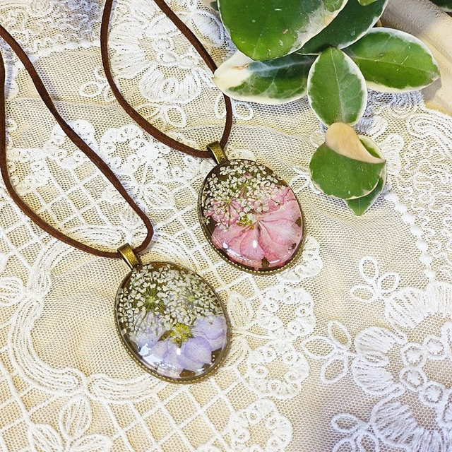 Delphinium Pendant with Leather Cord