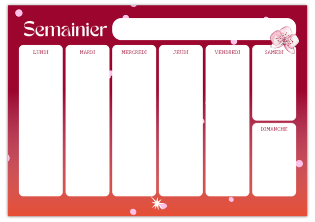 Semainier orchidée A5 – 6 mois